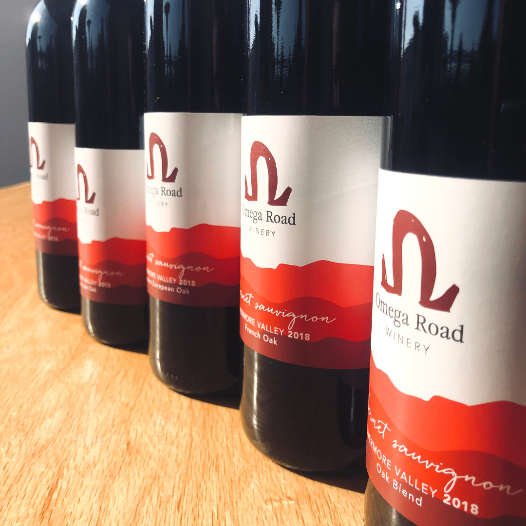 bottles of Omega Road wine